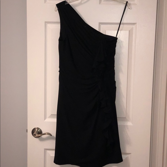 ✨NEW✨ Ann Taylor Black Silk One Shoulder Dress Sz8 - Picture 2 of 8
